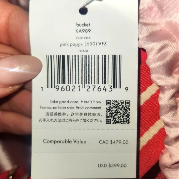 🆕️ kate spade Rosie Canvas Large Bucket Bag in color Pink Peppercorn - Picture 6 of 6